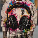 Men's Graffiti Art Headphone Print Casual Sweatshirt