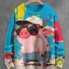 Men's Graffiti Pig Funny Art Print Knit Sweatshirt