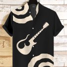 Men's Guitar Lines Abstract Art Print Casual Shirt