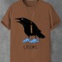 Men's Halloween Crow Wearing Hole Shoes Print Cotton Casual T-Shirt