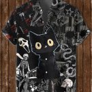 Men's Halloween Ghost Black Cat Skull All Over Print Casual Shirt