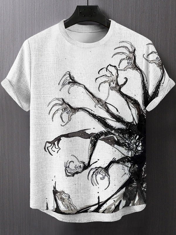 Men's Halloween Gothic Horrible Devil's Claw Art Print Casual T-Shirt