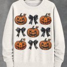 Men's Halloween Pumpkin Bow Art Print Casual Sweatshirt