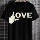 Men's Hand Sign Fuck Love Art Print Cotton Casual T-Shirt