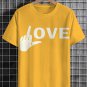 Men's Hand Sign Fuck Love Art Print Cotton Casual T-Shirt