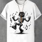 Men's Happy Singing Robot Print Cotton Casual T-Shirt
