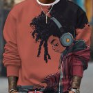 Men's Hip Hop Girl DJ Print Casual Sweatshirt