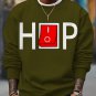 Men's Hiphop Switch Toggle Button Art Print Cotton Casual Sweatshirt