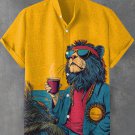 Men's Hippie Lion Holiday Cafe Art Print Shirt