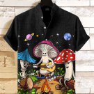 Men's Hippie Magic Mushroom Print Casual Linen Blend Shirt