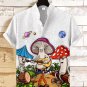 Men's Hippie Magic Mushroom Print Casual Linen Blend Shirt