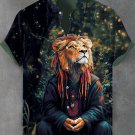 Men's Hippie Reggae Lion Forest Spirituality Art Print Shirt
