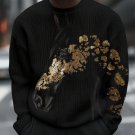 Men's Horse Golden Art Print Knit Sweatshirt