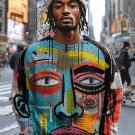 Men's Human Face Abstract Graffiti Street Art Print Knit Sweatshirt