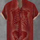 Men's Human Skeleton Line Dark Art Print Casual Shirt