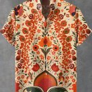 Men's Indian Art Floral Vintage Print Linen Blend Shirt