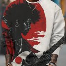 Men's Japan Art Afro Guitar Player Print Casual Sweatshirt