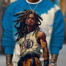 Men's Japanese Anime Black Boy Print Casual Sweatshirt