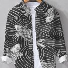 Men's Japanese Art Fish Print Long Sleeve Shirt