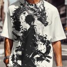 Men's Japanese Art Warrior Dragon Ink Painting Print T-Shirt