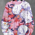 Men's Japanese Art White Cat Floral Print Casual Sweatshirt