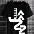 Men's Jazz Musical Keyboard Print Cotton Casual T-Shirt