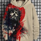 Men's Jesus Art Print Hooded Sweatshirt