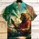 Men's Leisure Lion Listening To Music On Vacation Art Print Casual Shirt