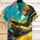 Men's Leopard Racer Art Print Short Sleeve Shirt