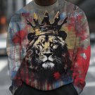 Men's Lion Abstract Doodle Art Print Knit Sweatshirt