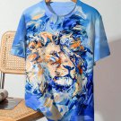 Men's Lion Oil Painting Print Casual T-Shirt