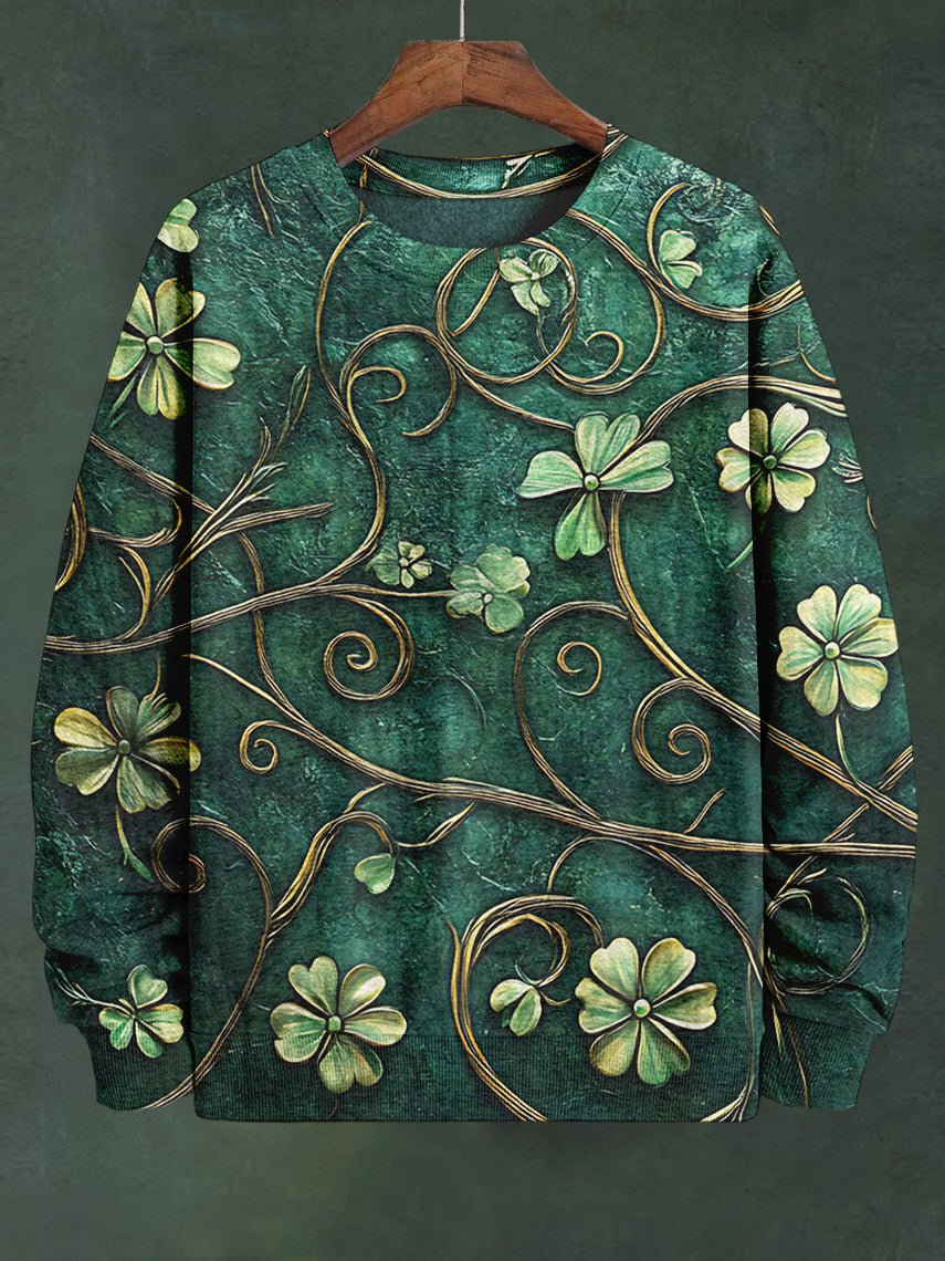 Men's Lucky Clover Vine Art Print Casual Sweatshirt