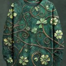 Men's Lucky Clover Vine Art Print Casual Sweatshirt