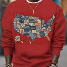 Men's Map of America Collage Art Print Casual Sweatshirt
