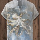 Men's Marine Octopus Oil Painting Print Casual Shirt