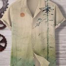 Men's Mountain Sunrise Painting Print Retro Shirt