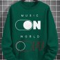 Men's Music On World Off Print Cotton Long Sleeve T-Shirt Thin Sweatshirt