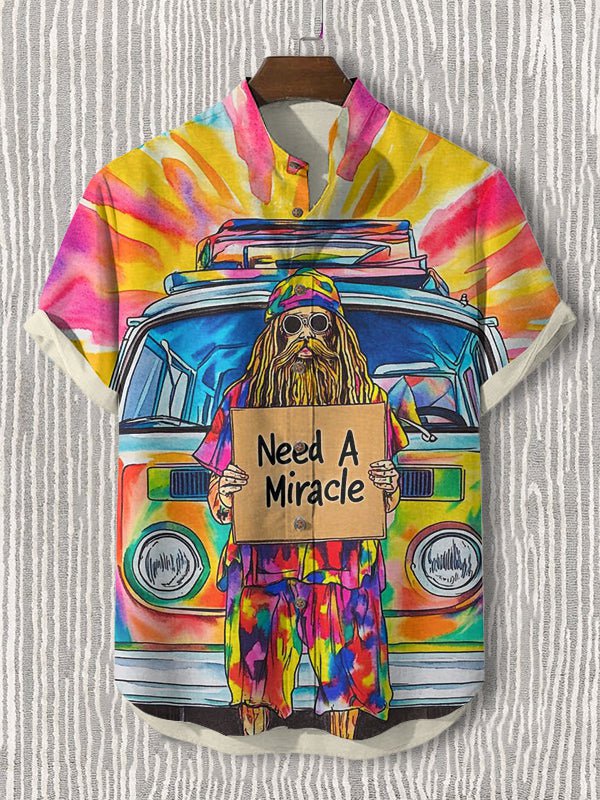 Men's Need A Miracle Art Print Casual Shirt