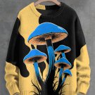 Men's Neon Mushroom Art Print Knit Sweatshirt