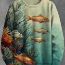 Men's Ocean Life Fish Coral Print Casual Sweatshirt
