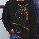 Men's Owl Art Painting Print Knit Sweatshirt