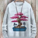 Men's Peace Pine Bonsai Print Long Sleeve Casual Sweatshirt