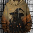Men's Pipe Cat Wizard In The Field Print Hooded Sweatshirt