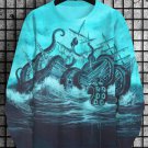 Men's Pirate Ship Octopus Monster Art Print Casual Sweatshirt