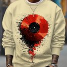 Men's Pixel Style Record Art Print Casual Sweatshirt