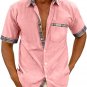 Men's Plaid Patchwork Chest Pocket Short Sleeve Business Casual Shirt
