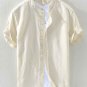 Men's Plain Short Sleeve Retro Cotton And Linen Shirt