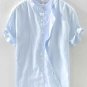 Men's Plain Short Sleeve Retro Cotton And Linen Shirt