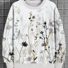 Men's Plant Ink Painting Print Casual Sweatshirt
