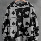 Men's Poker Ace Art Print Knit Sweatshirt